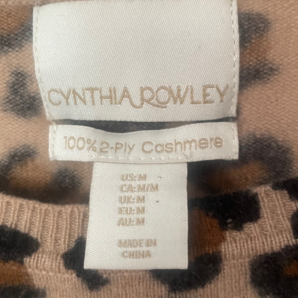 Cynthia Rowley 100% luxurious 2-ply cashmere gorgeous Leopard Print sweater - Picture 3 of 8